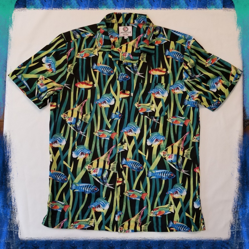 Men's Tropical Fish Shirt Size M Beach Vacation